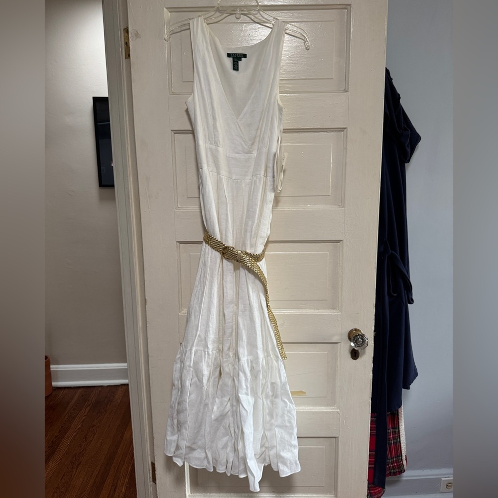 Ralph Lauren White 100% Linen Maxi Sundress, Vintage
